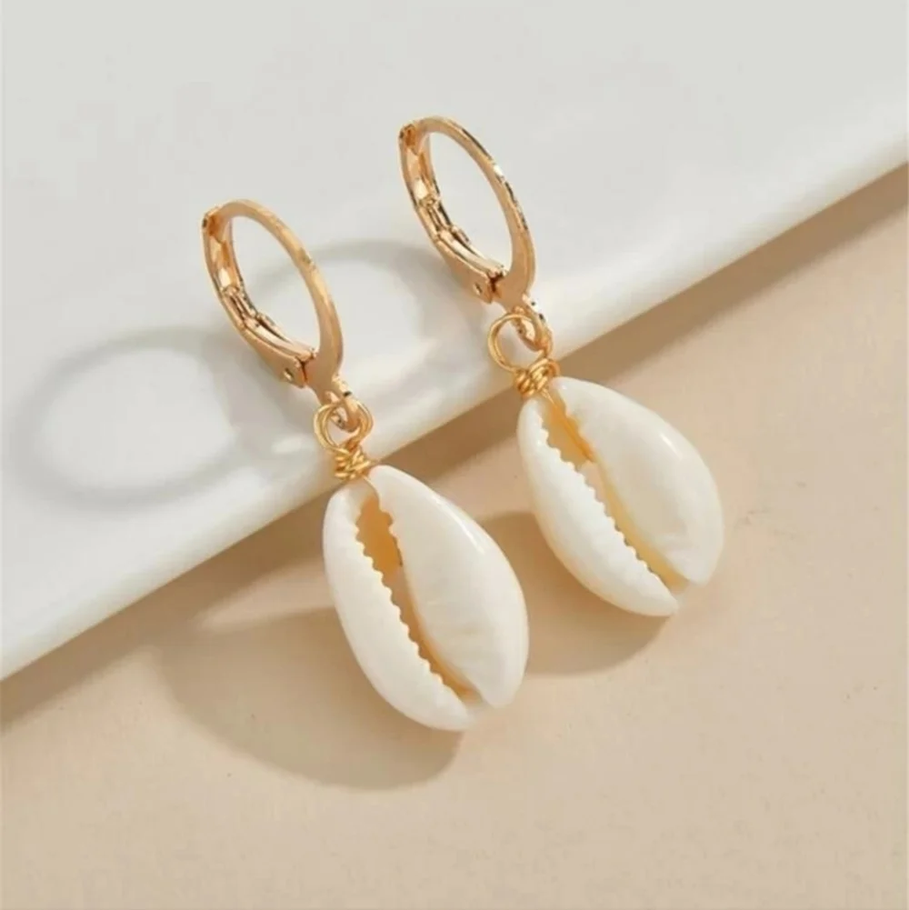 White Puka Shell Earrings - Picture 3 of 4